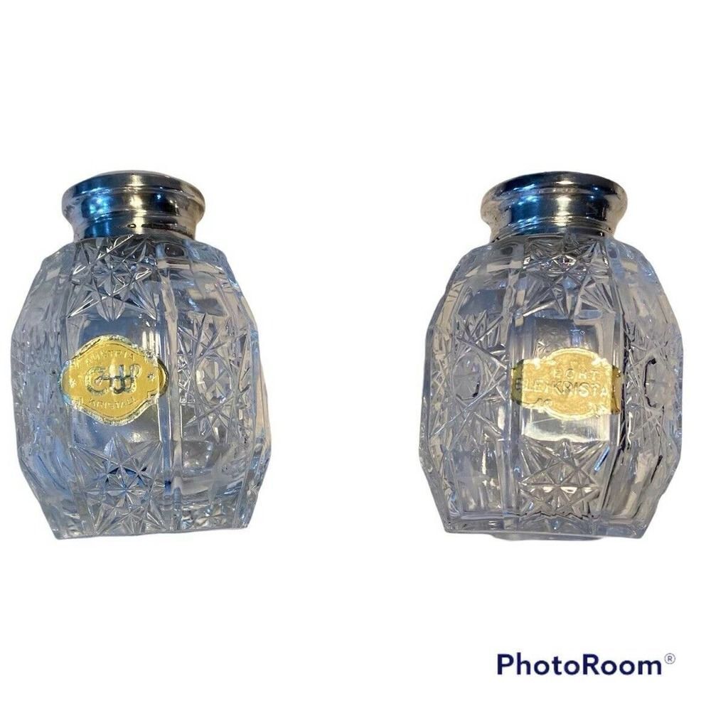 1960's ECHT BLEIKRISTALL CRYSTAL SALT & PEPPER SHAKERS GERMAN